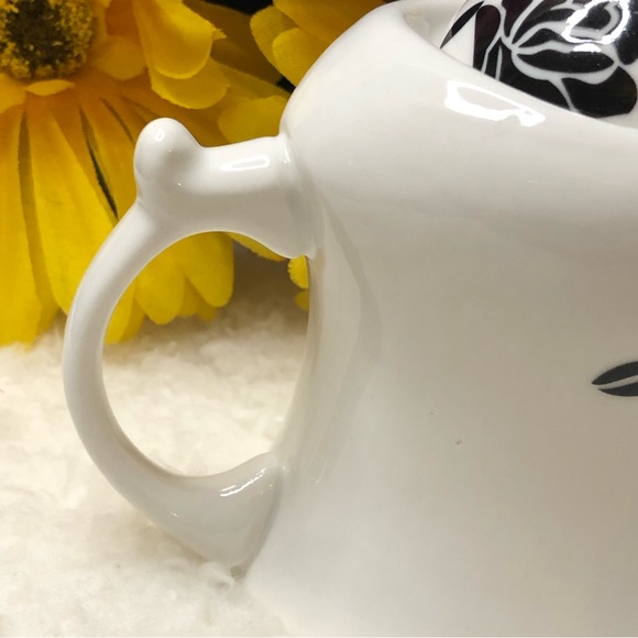 Vintage Black & White Flower Design Creamer & Sugar Bowl - Picture 7 of 12